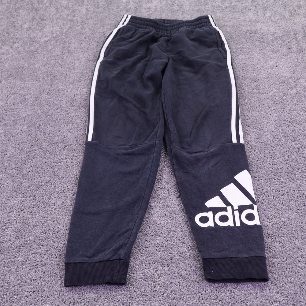 Adidas Joggers Boys Extra Large Black Fleece 3 Stripe Big Logo Sweatpants